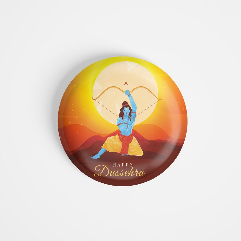 dhcrafts Round Fridge Magnet Multicolor Dushera / Vijayadashmi D3 Glossy Finish Design Pack of 1 (75 mm)
